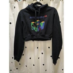 Black official Nintendo 64 cropped (modified) hoodie size medium